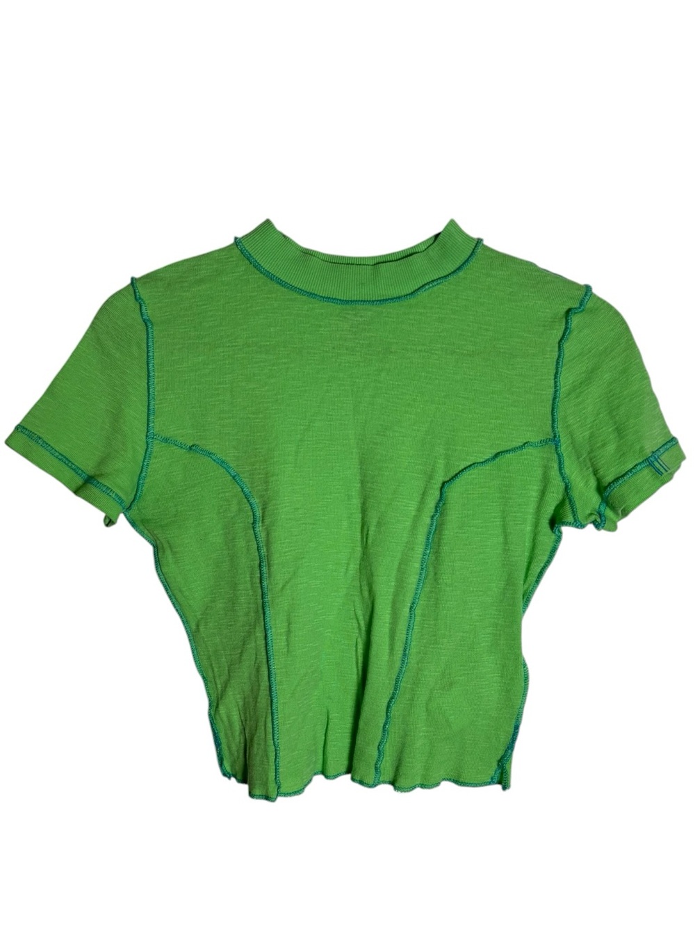 BDG Urban Outfitters Seamed Baby Tee Green Short Sleeve Crop Small